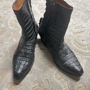 Men's Black Genuine Crocodile Leather Boots